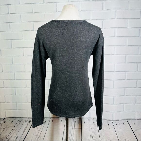 10/$25🦋 Xhilaration Black Sequin Stripe Crew Neck Sweater - Size Small - Picture 4 of 10
